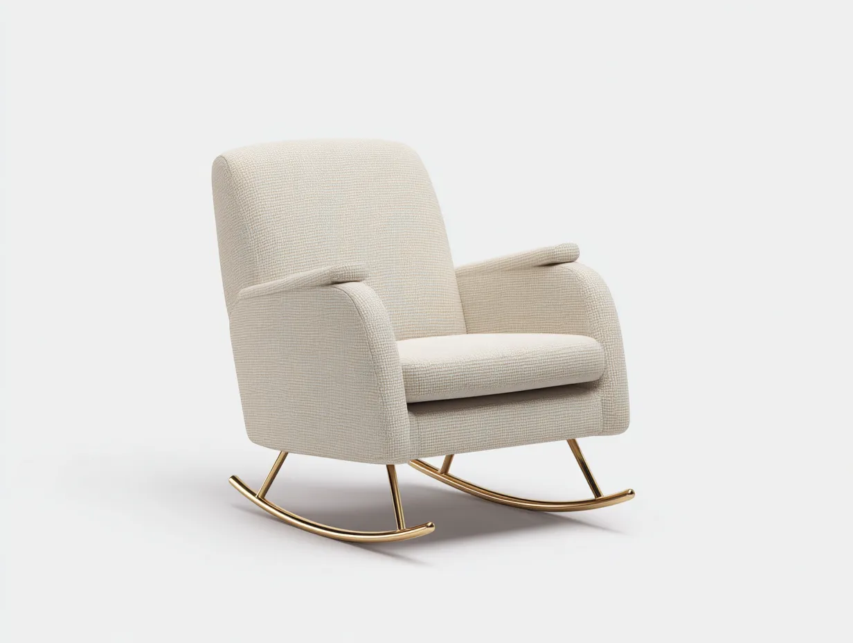 Schaukelstühle-Stoff-Metall-100x90x118 cm-Beige-Zeitgemäßes Design-Nestgobase