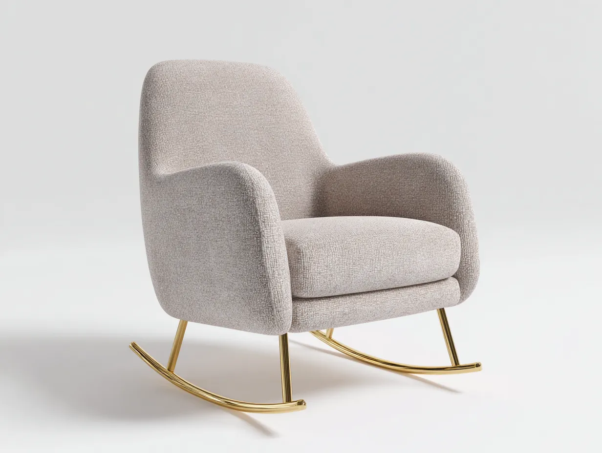 Schaukelstühle-Stoff-Metall-98x88x116 cm-Beige-Zeitgemäßes Design-Nestgobase