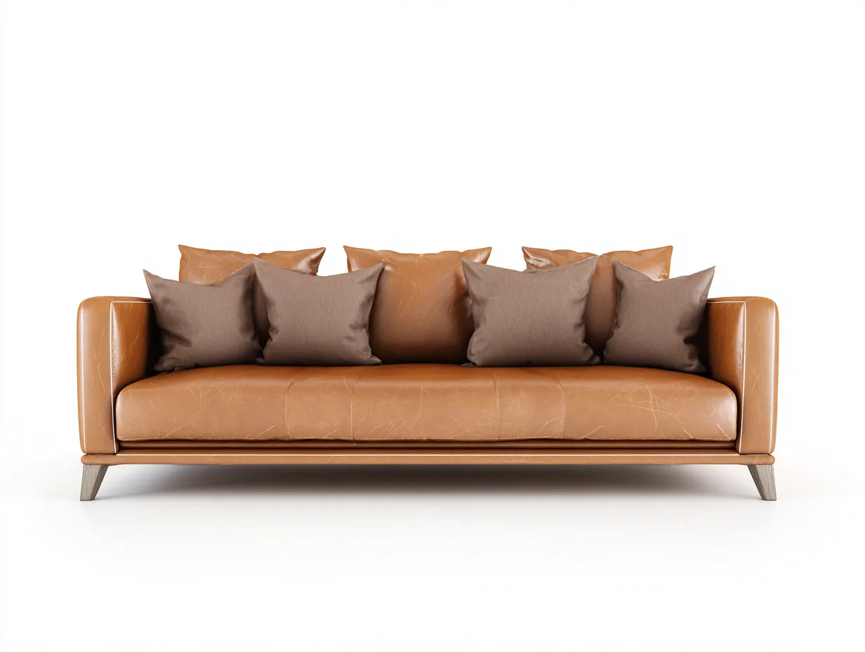 3 Sitzer Sofas-Leder-Holz-238x93x82 cm-Braun-Modern-Nestgobase