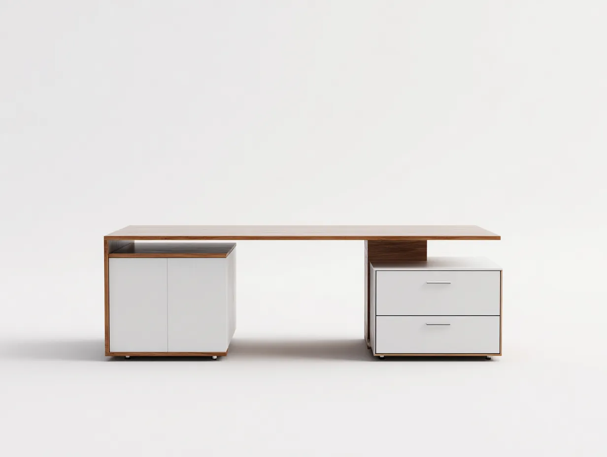 Schreibtisch-MDF-Holz-180x65x75 cm-Weiß-Natur-Modern-Nestgobase