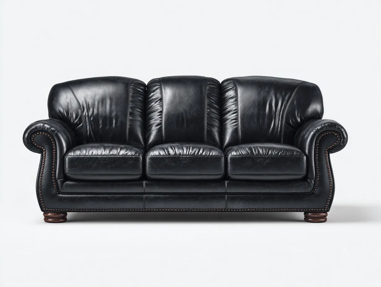 3 Sitzer Sofas-Leder-222x96x87 cm-Schwarz-Klassisch-Nestgobase