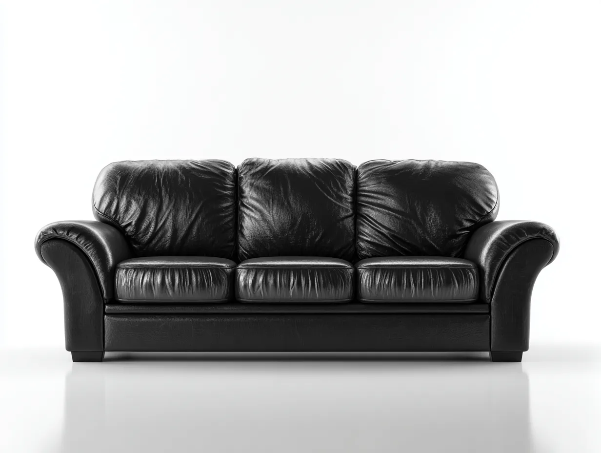 3 Sitzer Sofas-Leder-228x97x89 cm-Schwarz-Klassisch-Nestgobase