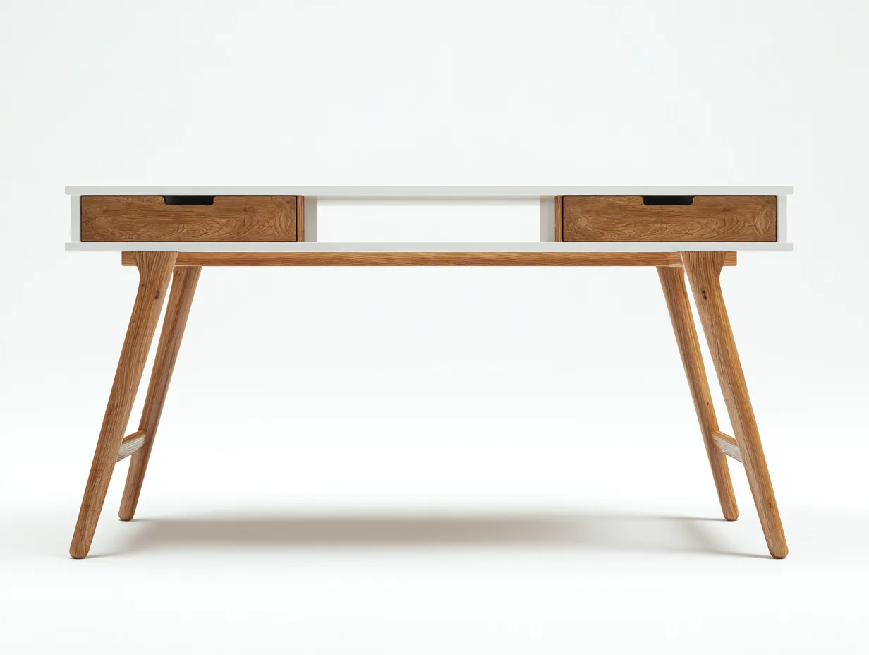 Schreibtisch-MDF-Holz-140x60x75 cm-Weiß-Natur-Modern-Nestgobase