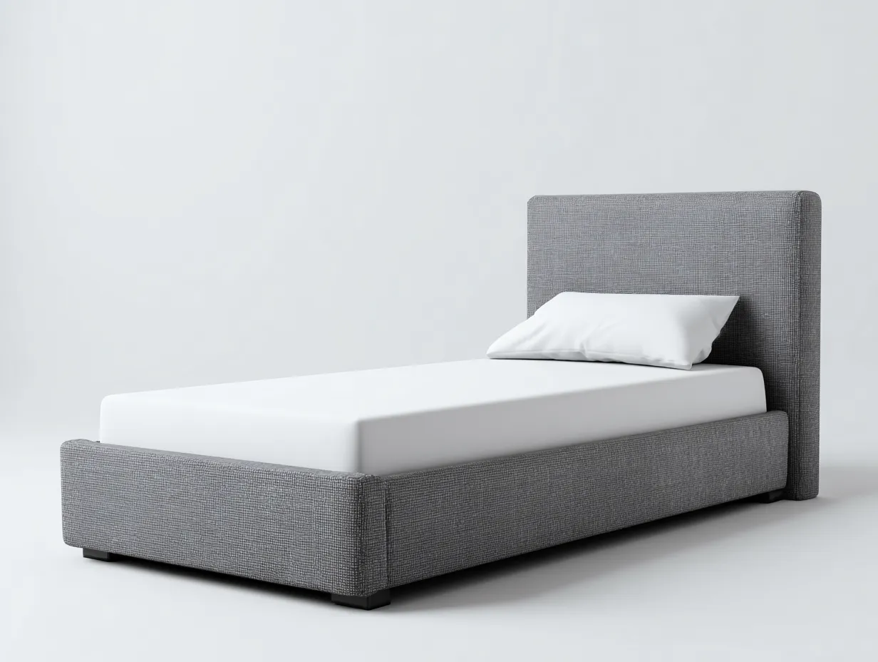 Lit simple en tissu avec tête de lit rembourrée 200x90x105 cm - gris - style moderne épuré-Nookupnest