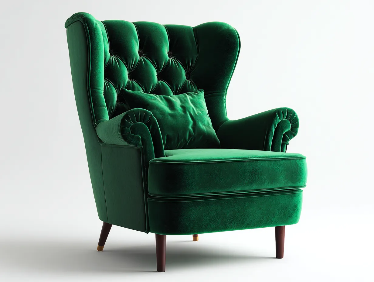 Fauteuil en velours capitonné 92x88x104 cm - vert foncé - adapté au salon - style classique-Nookupnest