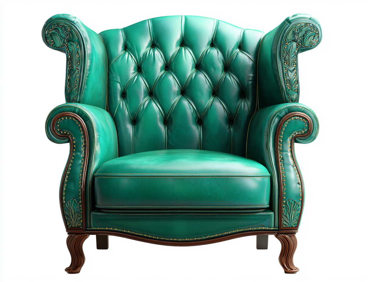 Fauteuil capitonné en similicuir 90x88x105 cm - vert émeraude - adapté au salon - style classique-Nookupnest