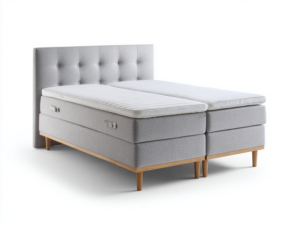 Lit double tapissé avec tête de lit capitonnée 200x160x105 cm - gris clair - style contemporain scandinave-Nookupnest