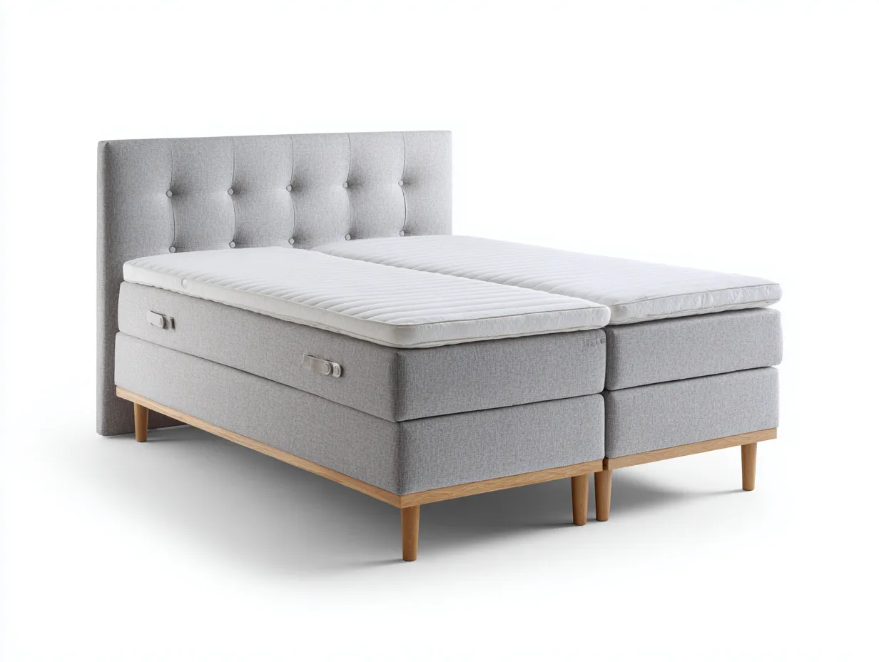 Lit double tapissé avec tête de lit capitonnée 200x160x105 cm - gris clair - style contemporain scandinave-Nookupnest