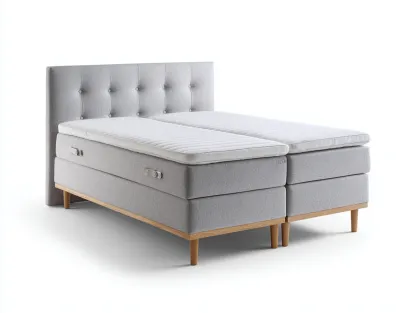 Lit double tapissé avec tête de lit capitonnée 200x160x105 cm - gris clair - style contemporain scandinave-Nookupnest