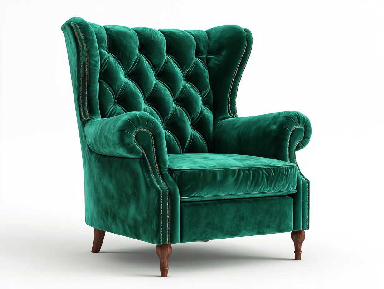 Fauteuil en velours capitonné 92x88x104 cm - vert foncé - adapté au salon - style classique-Nookupnest