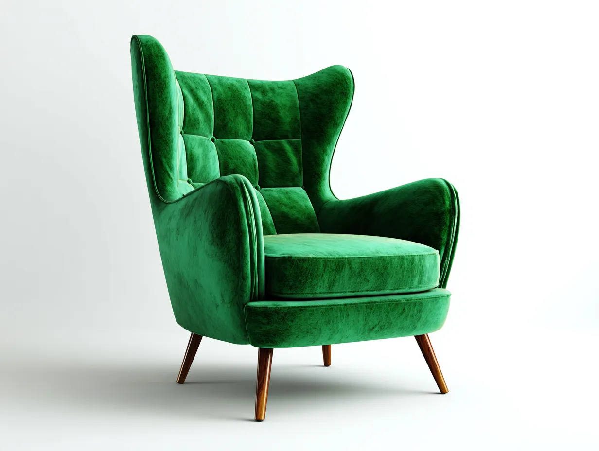 Fauteuil en velours capitonné 90x86x102 cm - vert émeraude - adapté au salon - style classique-Nookupnest