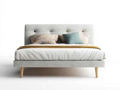 Lit double tapissé avec tête de lit rembourrée 200x160x102 cm - vert clair - design moderne scandinave-Nookupnest