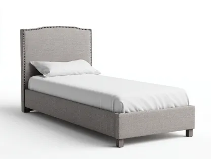 Lit simple en tissu avec tête de lit rembourrée 200x90x110 cm - gris clair - style classique moderne-Nookupnest