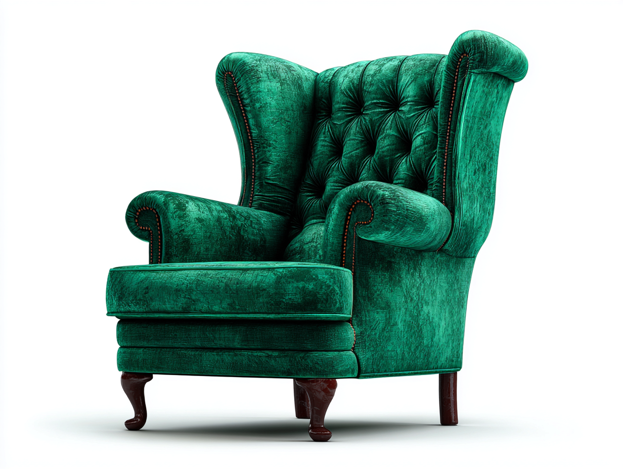 Fauteuil en tissu capitonné 85x90x105 cm - vert émeraude - adapté au salon - style classique-Nookupnest