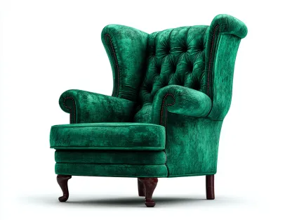 Fauteuil en tissu capitonné 85x90x105 cm - vert émeraude - adapté au salon - style classique-Nookupnest