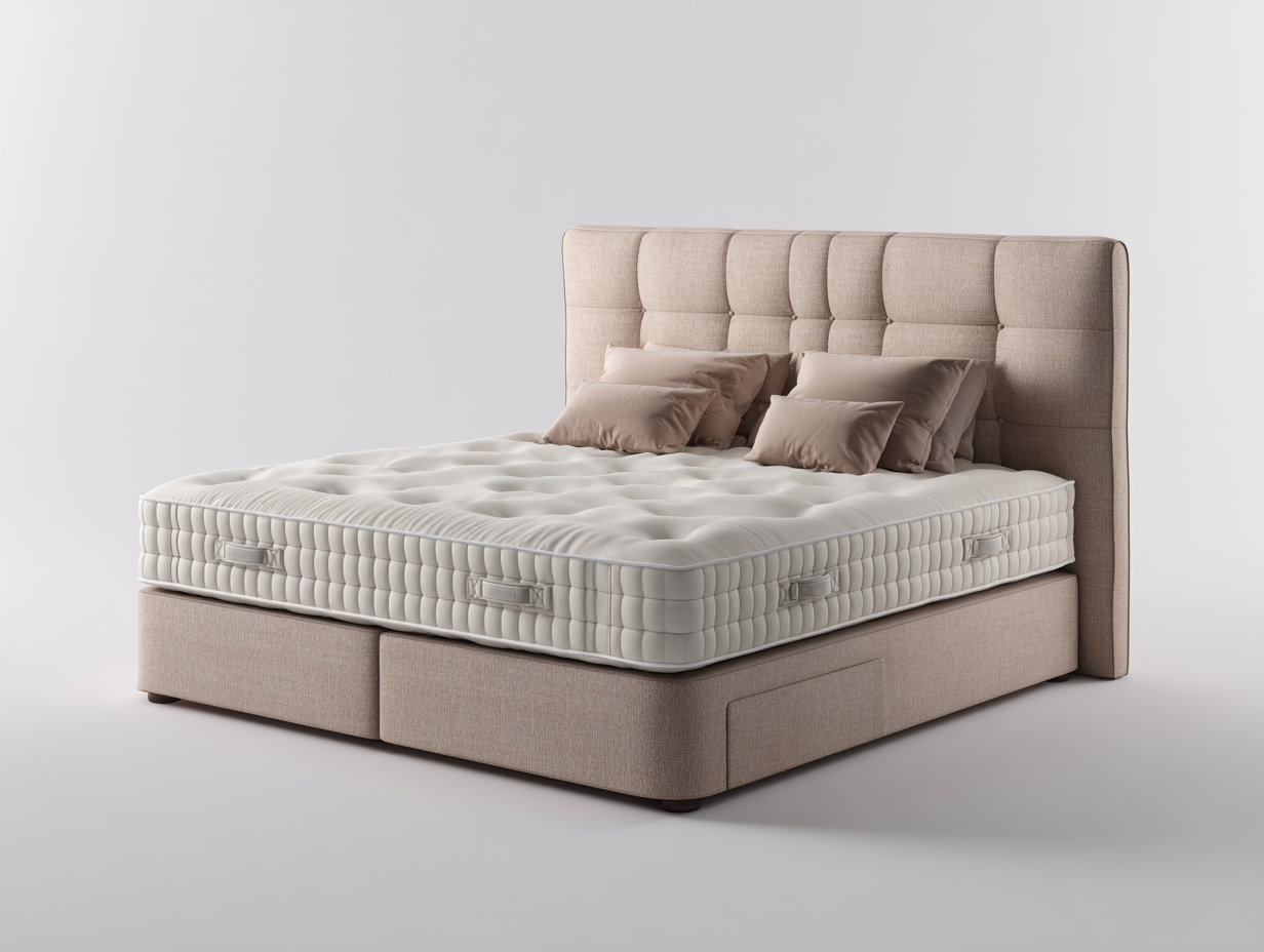 Lit double tapissé avec tête de lit haute 200x160x115 cm - beige foncé - style contemporain premium-Nookupnest