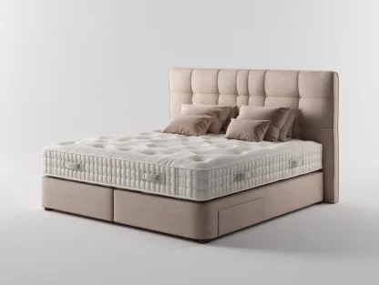 Lit double tapissé avec tête de lit haute 200x160x115 cm - beige foncé - style contemporain premium-Nookupnest