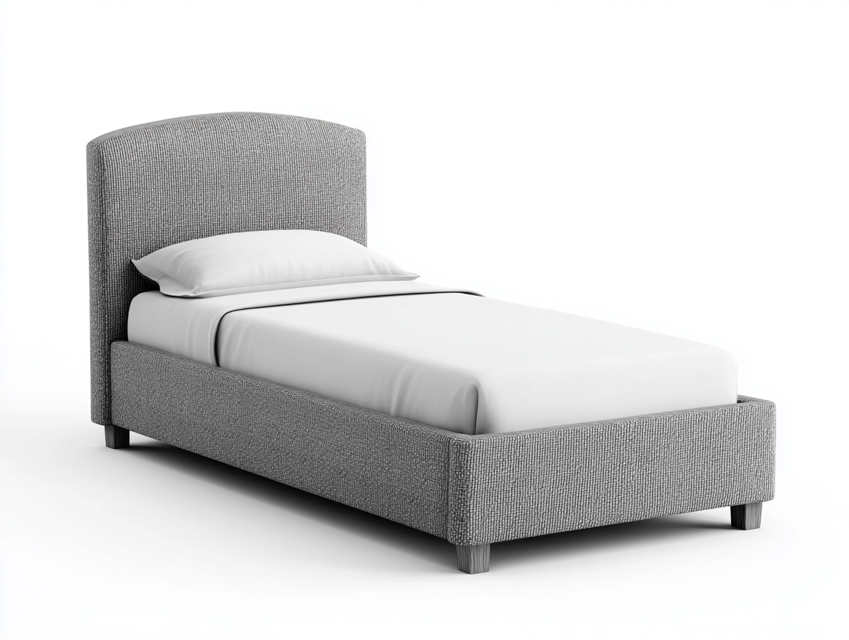 Lit simple en tissu avec tête de lit arrondie 200x90x110 cm - gris - style contemporain-Nookupnest