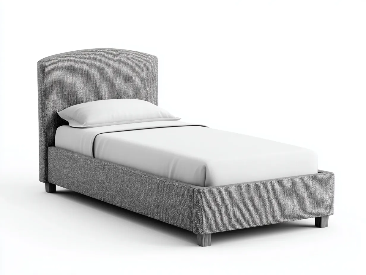 Lit simple en tissu avec tête de lit arrondie 200x90x110 cm - gris - style contemporain-Nookupnest