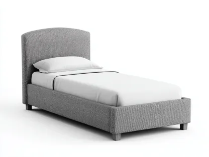 Lit simple en tissu avec tête de lit arrondie 200x90x110 cm - gris - style contemporain-Nookupnest