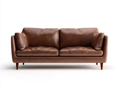 Canapé 2 places en cuir véritable 182x90x80 cm - marron - style chaleureux pour salon-Nookuply