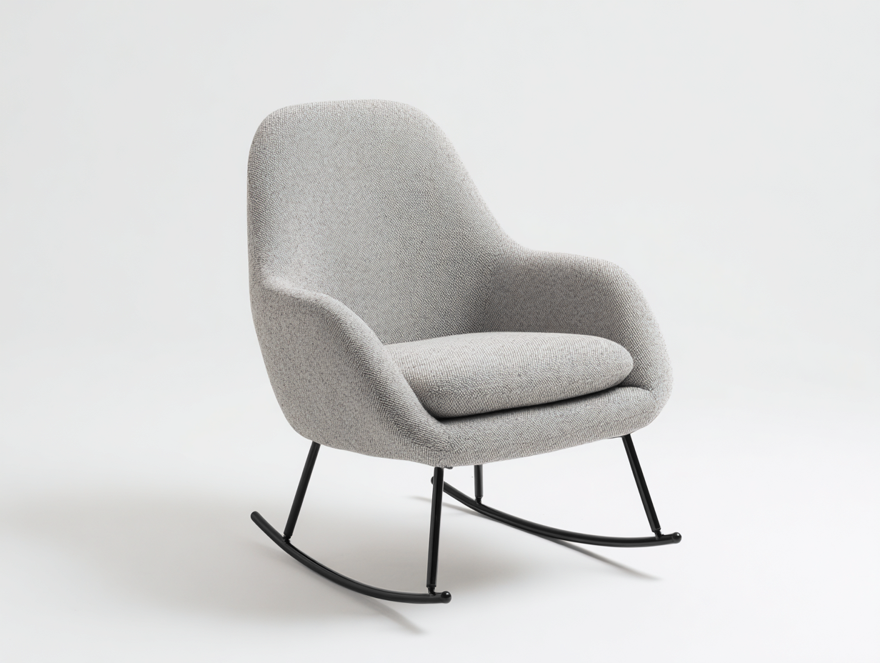 Fauteuil à bascule en tissu rembourré 70x82x90 cm - gris clair - design contemporain pour salon-Nookuply
