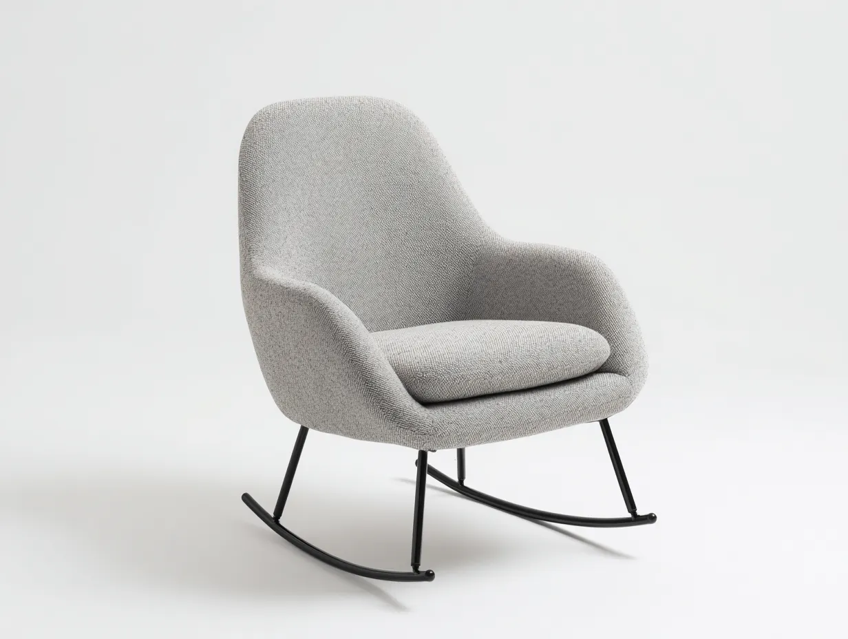 Fauteuil à bascule en tissu rembourré 70x82x90 cm - gris clair - design contemporain pour salon-Nookuply