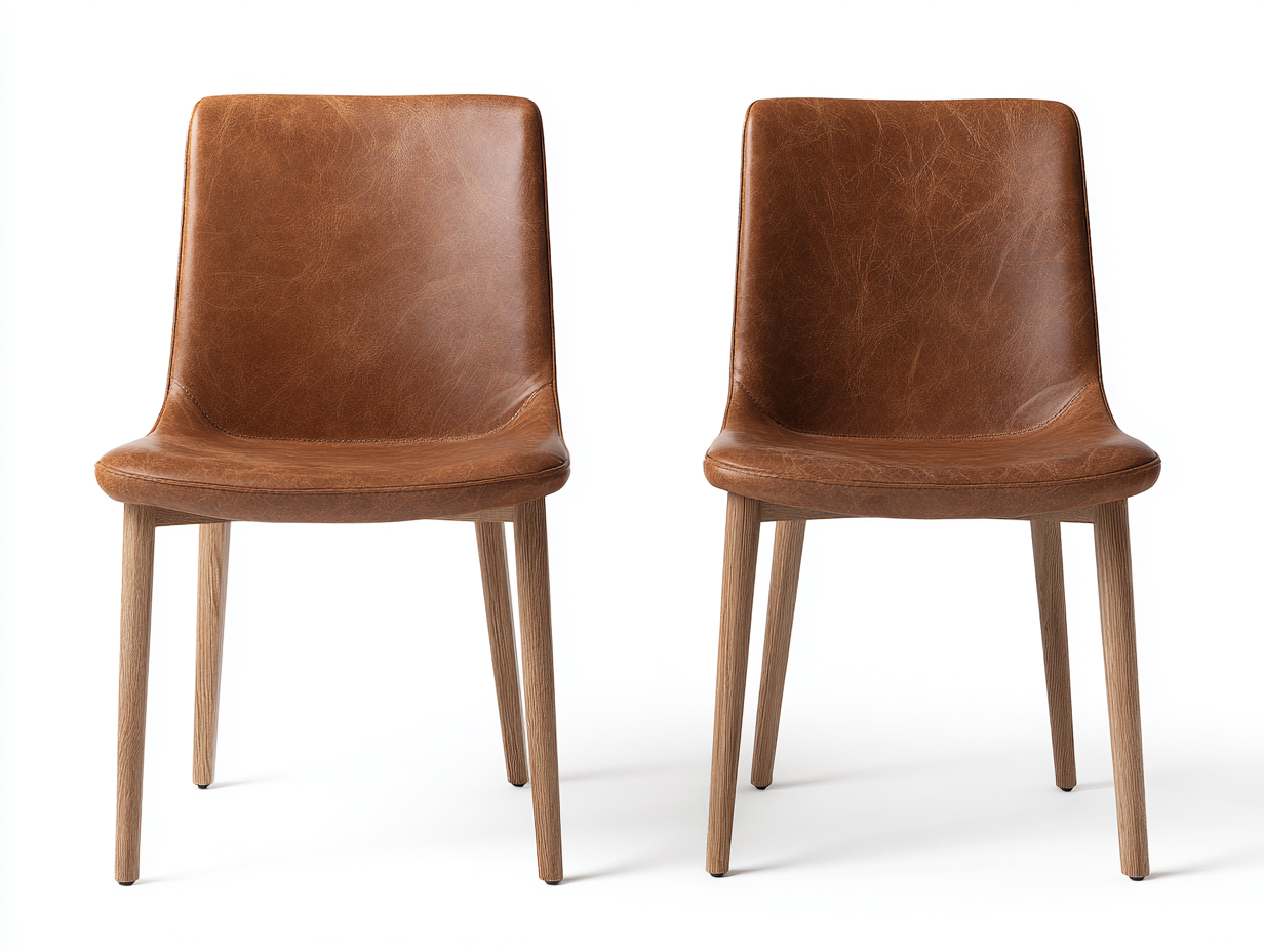 Chaise de salle à manger en cuir synthétique 47x54x82 cm - marron - adaptée au restaurant - style contemporain-Nookuply