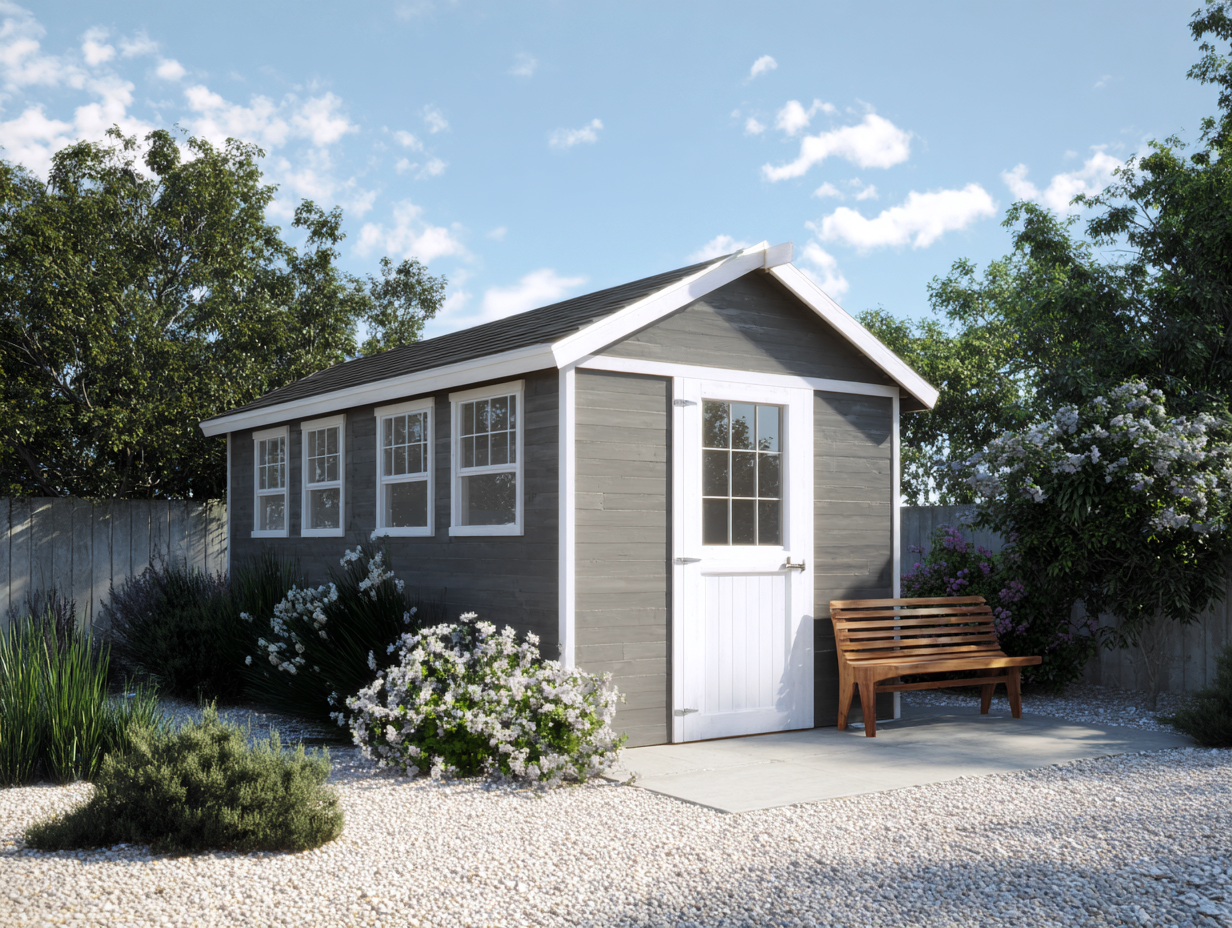 Abri de jardin en bois 240x200x230 cm - gris - rangement extérieur style classique-Nookuply