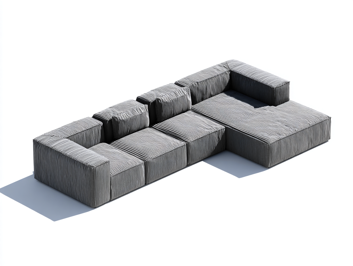 Canapé d'angle en tissu 300x200x70 cm - gris - design modulable pour salon-Nookuply