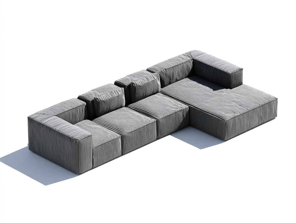 Canapé d'angle en tissu 300x200x70 cm - gris - design modulable pour salon-Nookuply