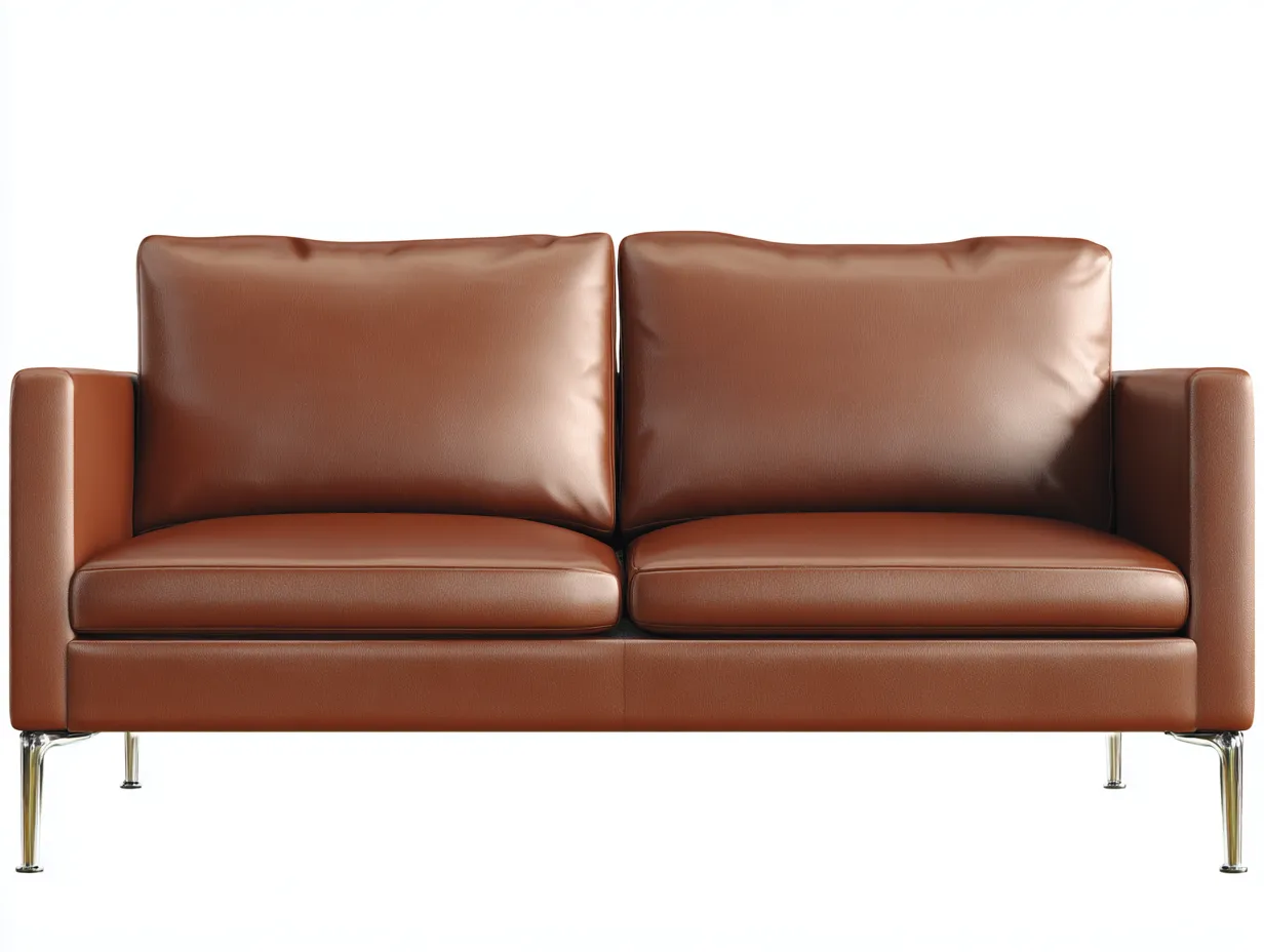 Canapé 2 places en cuir véritable 180x87x79 cm - marron - design moderne avec pieds métalliques pour salon-Nookuply