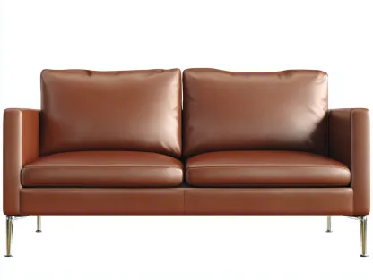 Canapé 2 places en cuir véritable 180x87x79 cm - marron - design moderne avec pieds métalliques pour salon-Nookuply