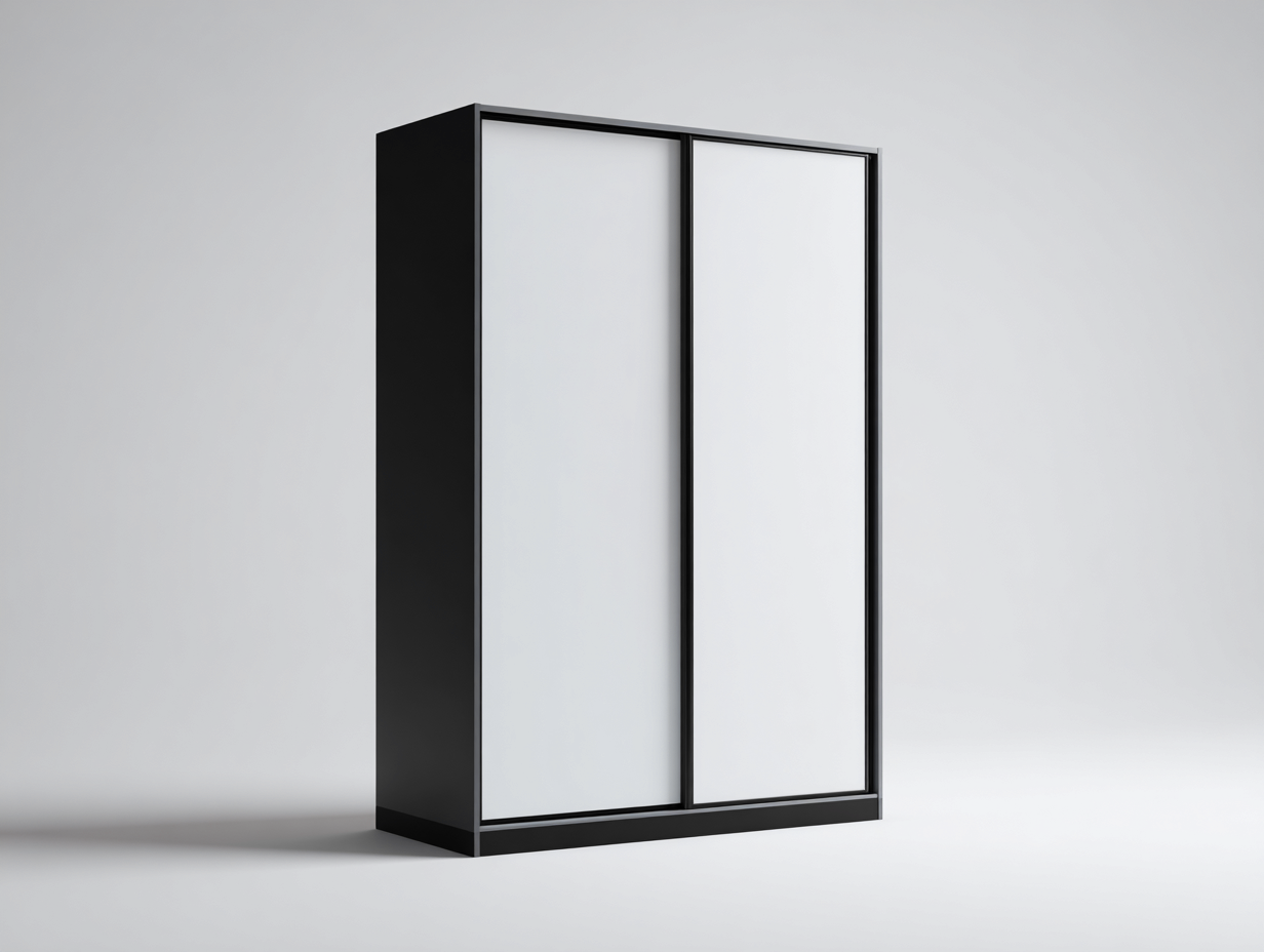 Armoire à portes coulissantes en bois et verre 120x60x200 cm - noir - blanc - rangement chambre - design moderne-Nookuply