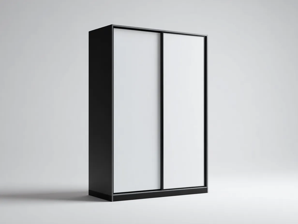 Armoire à portes coulissantes en bois et verre 120x60x200 cm - noir - blanc - rangement chambre - design moderne-Nookuply