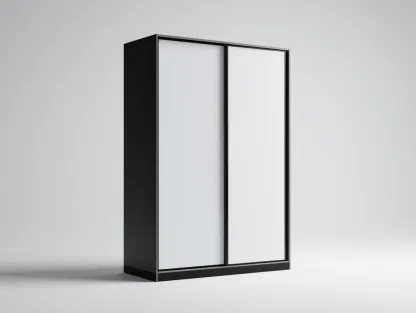 Armoire à portes coulissantes en bois et verre 120x60x200 cm - noir - blanc - rangement chambre - design moderne-Nookuply