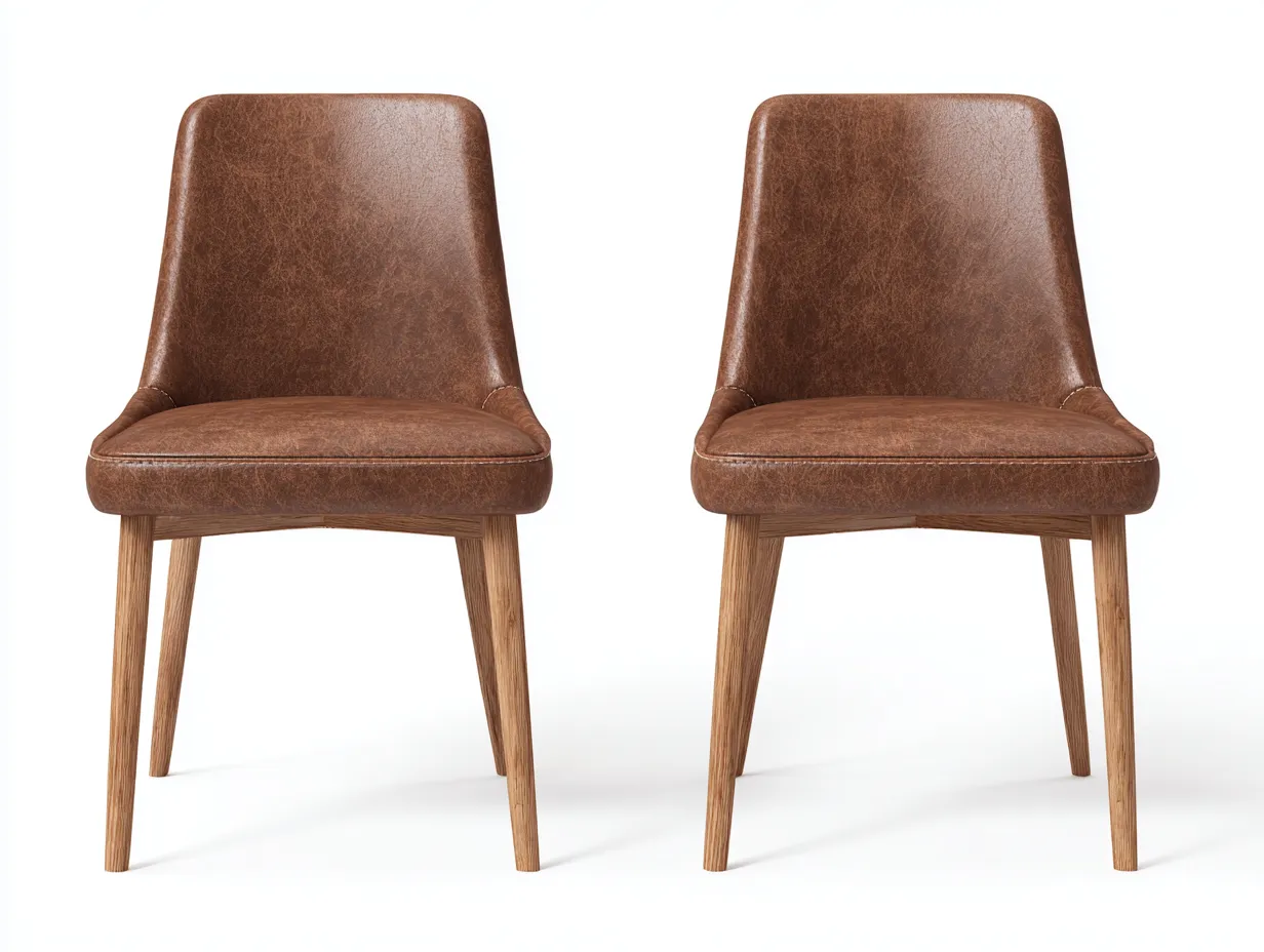 Chaise de salle à manger en cuir synthétique 48x55x83 cm - marron - adaptée au restaurant - design contemporain-Nookuply