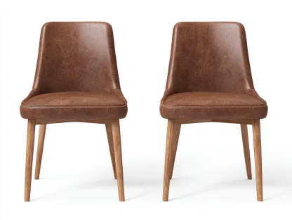 Chaise de salle à manger en cuir synthétique 48x55x83 cm - marron - adaptée au restaurant - design contemporain-Nookuply