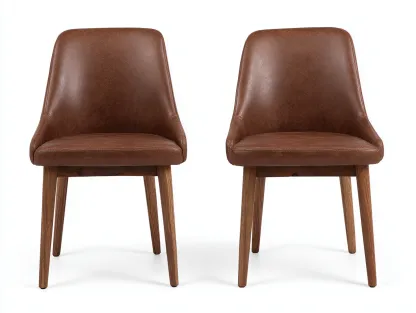 Chaise de salle à manger revêtement effet cuir 52x53x82 cm - marron - style sobre-Nookuply