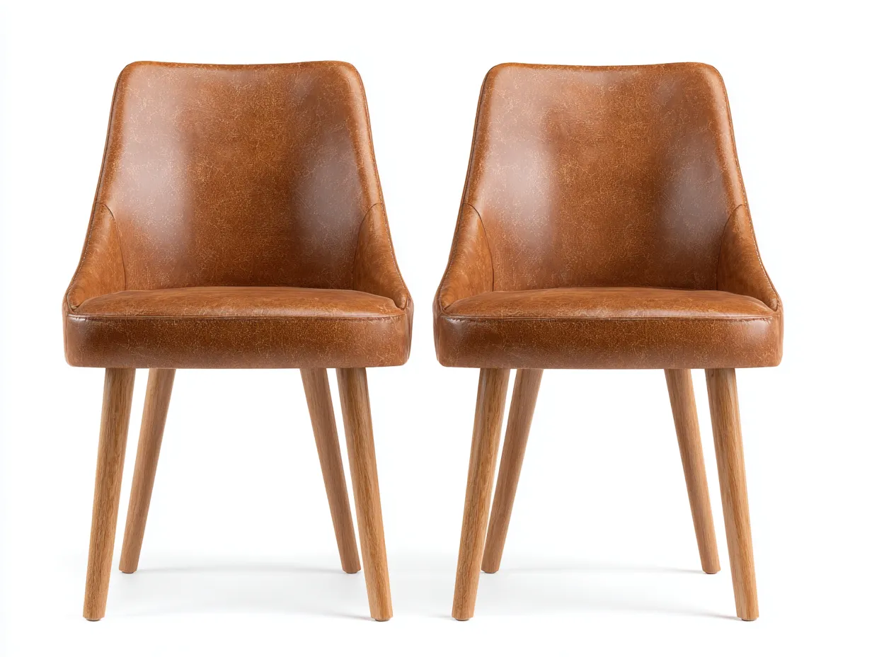 Chaise de salle à manger en cuir synthétique 47x55x83 cm - marron - adaptée au restaurant - design contemporain-Nookuply