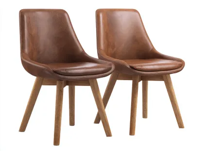 Chaise de salle à manger revêtement effet cuir 54x56x84 cm - marron - design contemporain-Nookuply