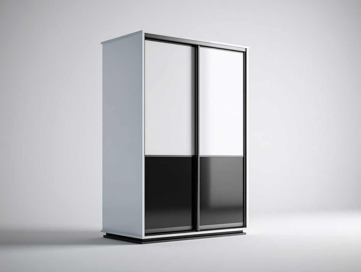 Armoire à portes coulissantes en bois et verre 120x60x200 cm - noir - blanc - rangement chambre - design moderne-Nookuply