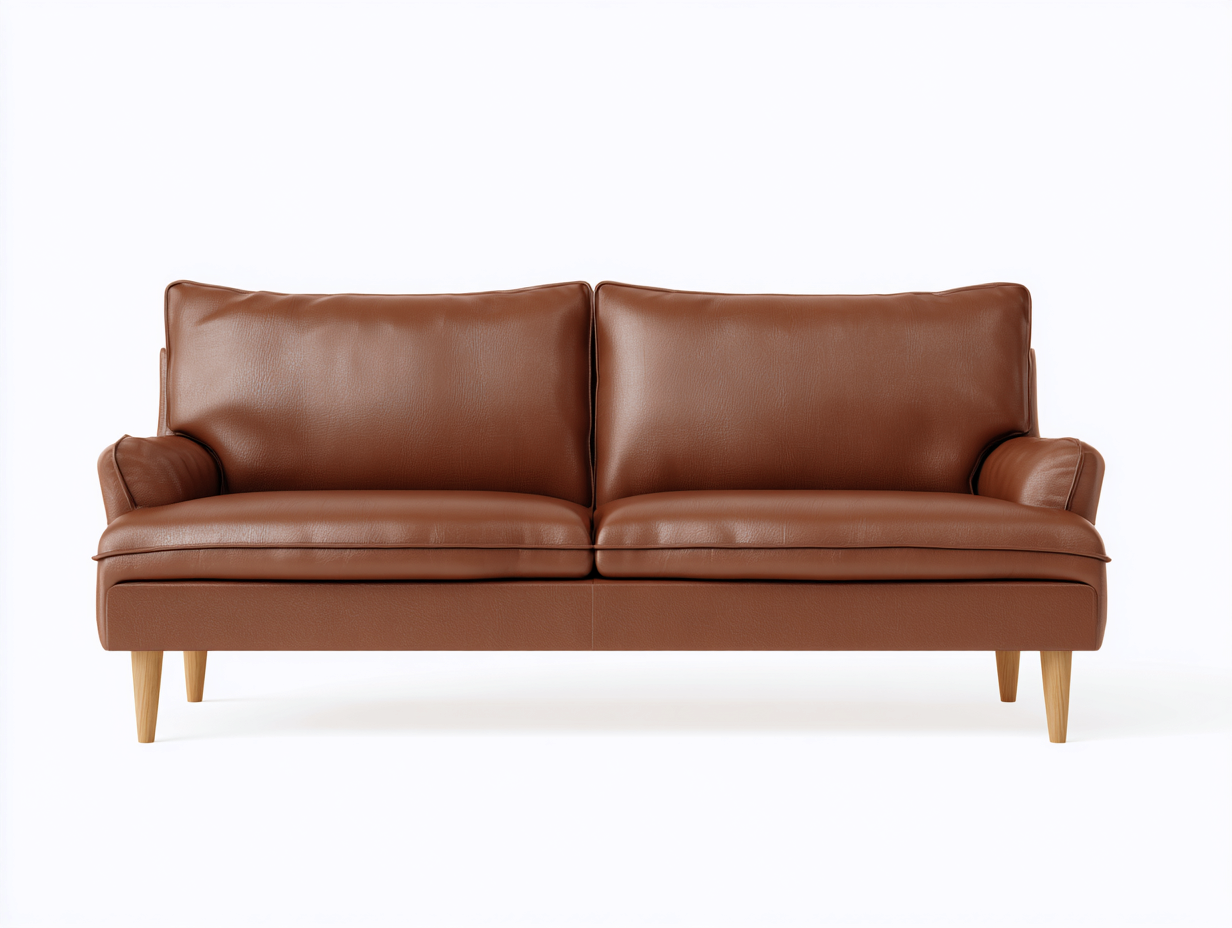 Canapé 2 places en cuir véritable 176x86x78 cm - marron - design épuré pour salon-Nookuply