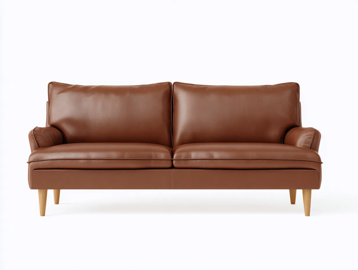 Canapé 2 places en cuir véritable 176x86x78 cm - marron - design épuré pour salon-Nookuply