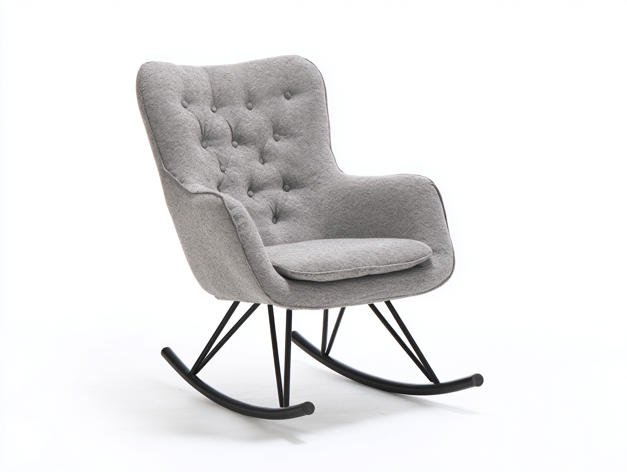 Fauteuil à bascule en tissu rembourré 72x80x92 cm - gris - design contemporain pour salon-Nookuply