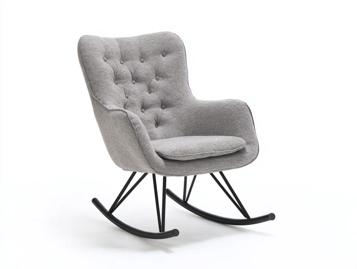 Fauteuil à bascule en tissu rembourré 72x80x92 cm - gris - design contemporain pour salon-Nookuply