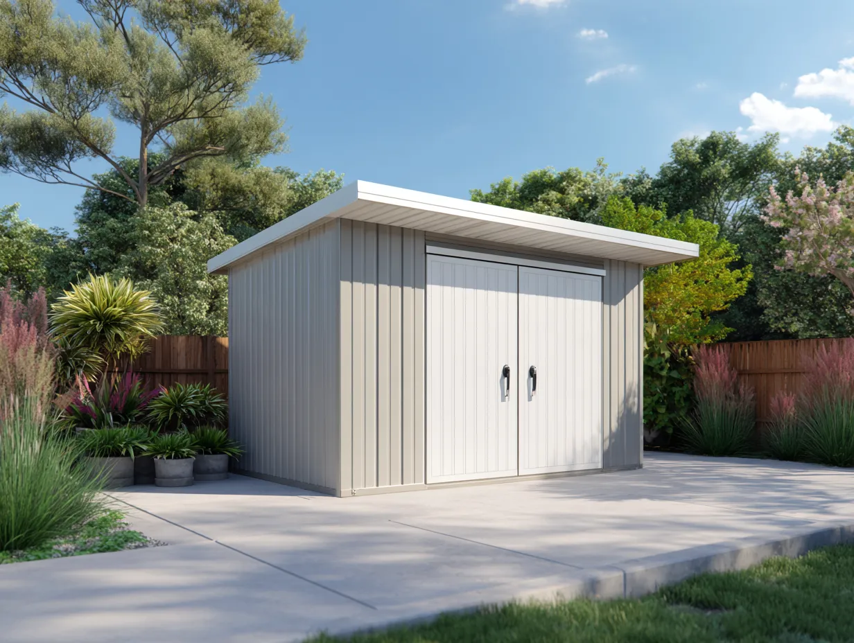 Abri de jardin en métal 280x200x215 cm - gris clair - blanc - rangement extérieur - design moderne-Nookuply