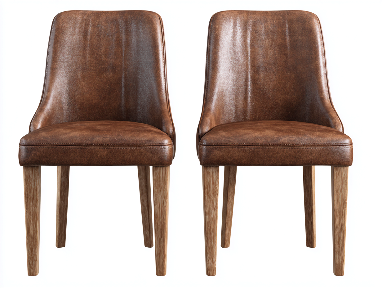 Chaise de salle à manger revêtement effet cuir 52x55x82 cm - marron - style intemporel-Nookuply