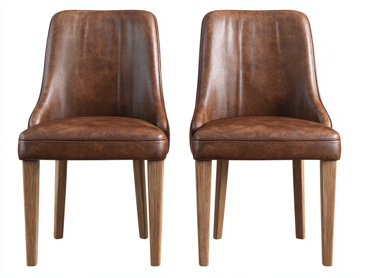 Chaise de salle à manger revêtement effet cuir 52x55x82 cm - marron - style intemporel-Nookuply