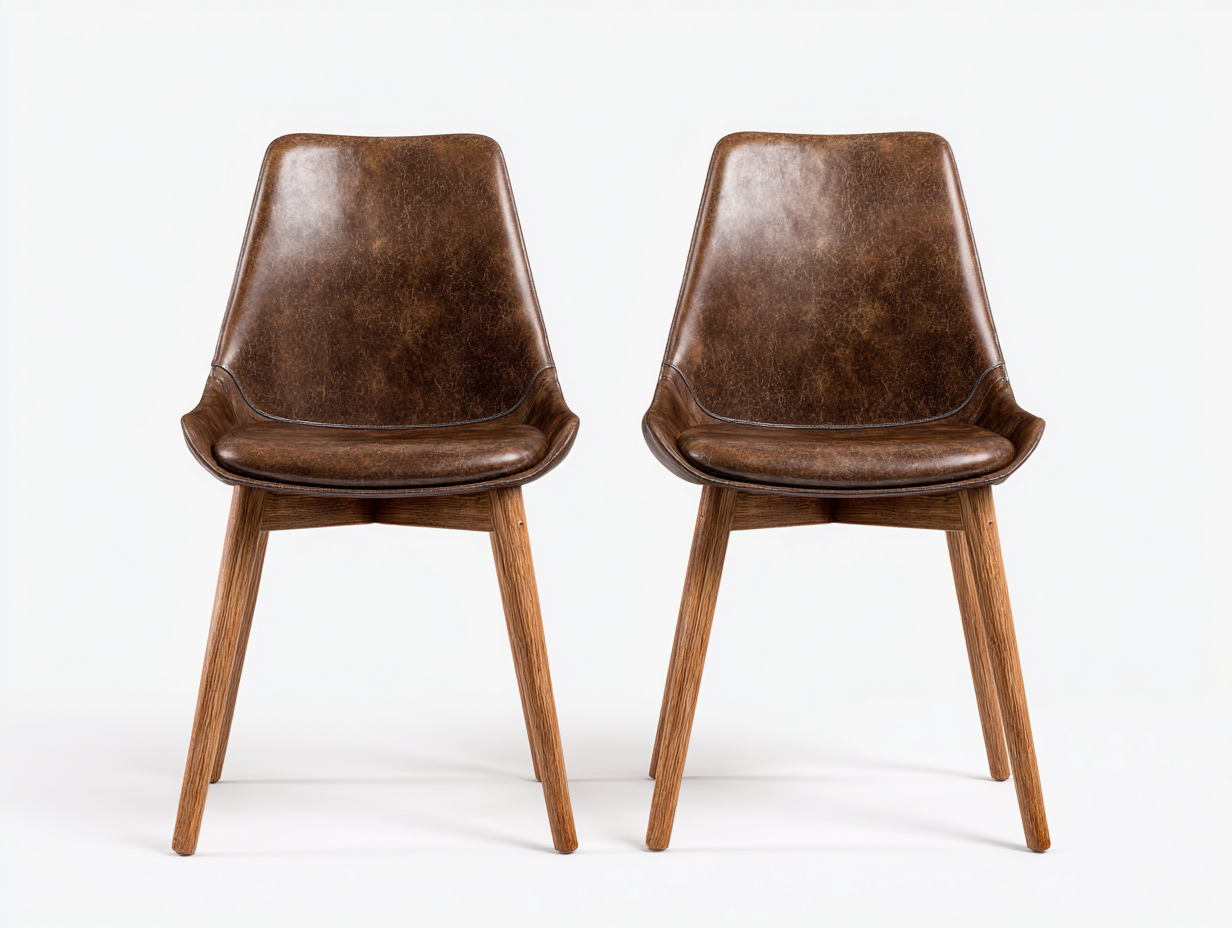 Chaise de salle à manger en cuir synthétique 48x56x84 cm - marron - adaptée au restaurant - style contemporain-Nookuply